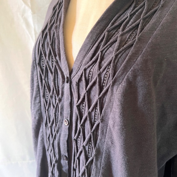 Anthropologie Meadow Rue Button Down Pucked Long Sleeve Blouse Size Large - Picture 2 of 7